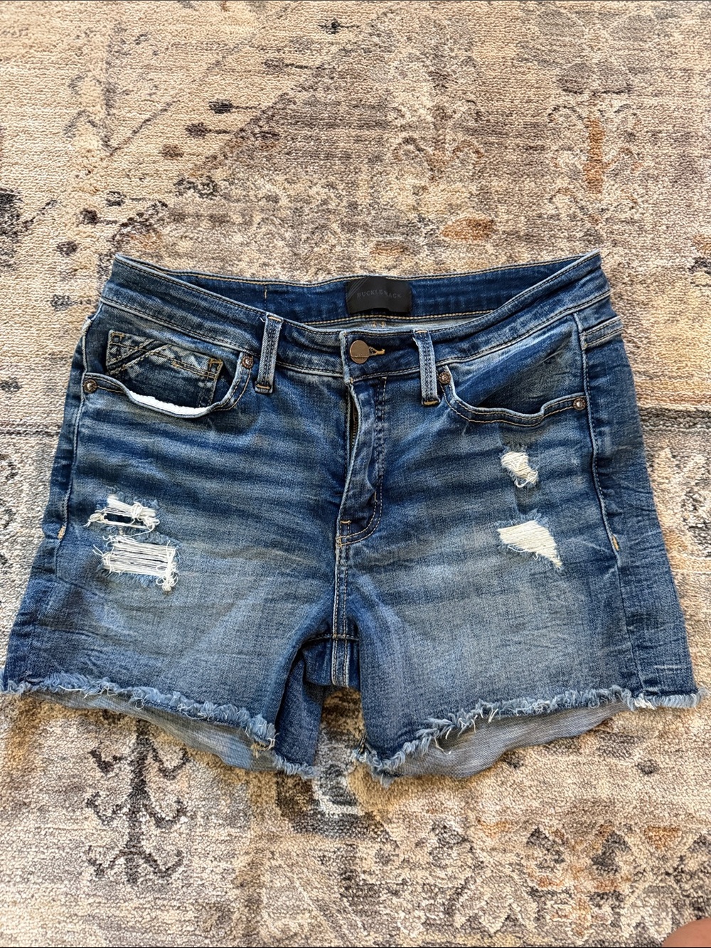 Buckle Women's Distressed Denim Shorts - Blue